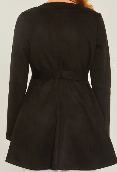 Suede Waist Tie Coat - Multiple Colors