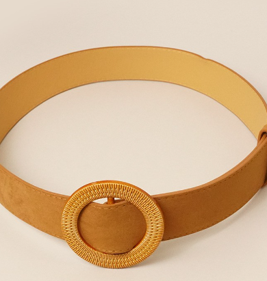 Suede Round Buckle Belt