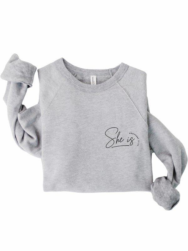 She is Proverbs Bella Canvas Premium Sweatshirt