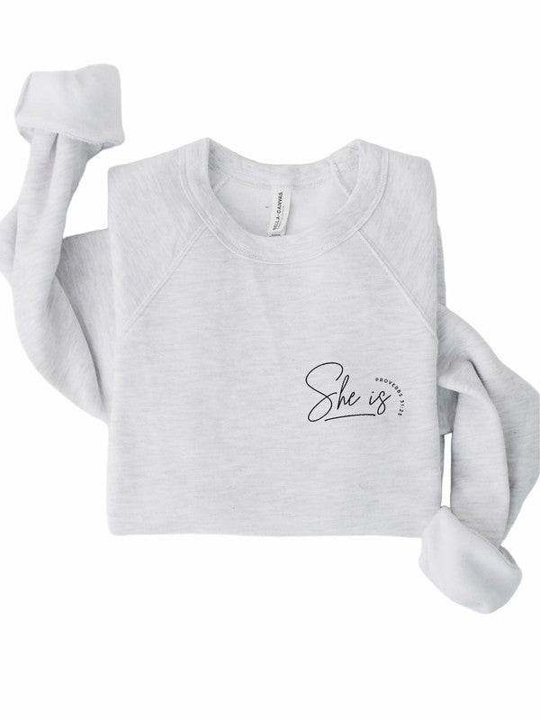 She is Proverbs Bella Canvas Premium Sweatshirt