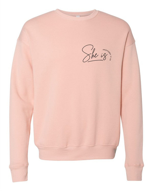 She is Proverbs Bella Canvas Premium Sweatshirt