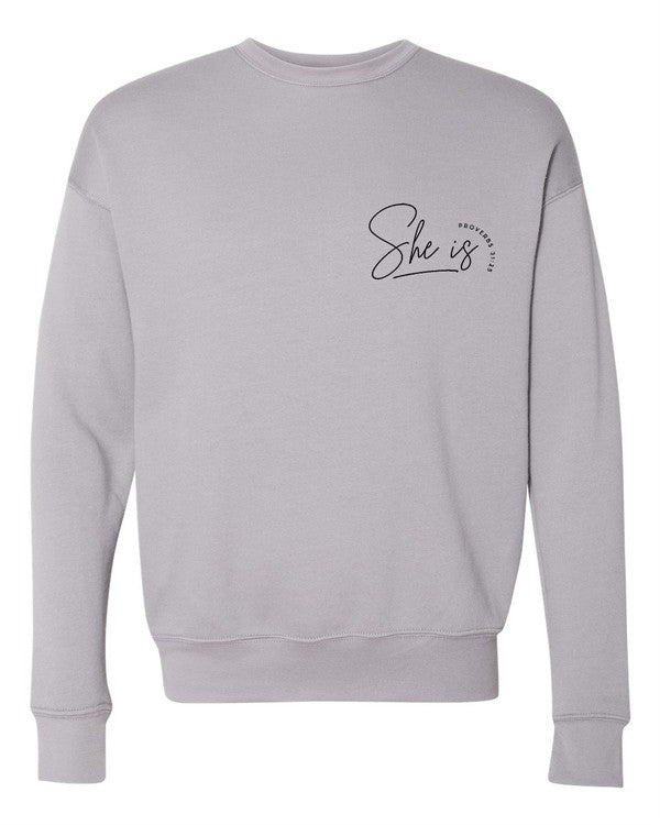 She is Proverbs Bella Canvas Premium Sweatshirt