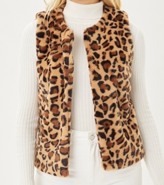 Leopard Print Fur Vest
