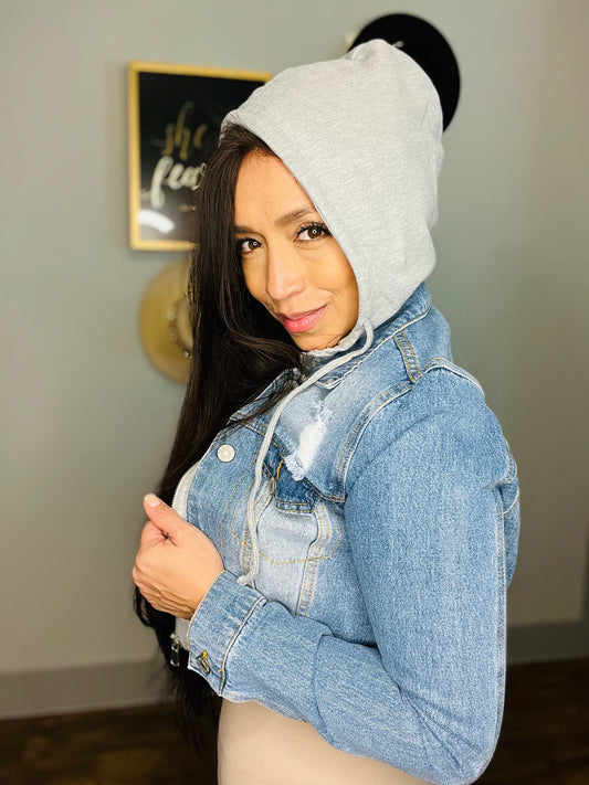 Cropped Layered Denim Jacket