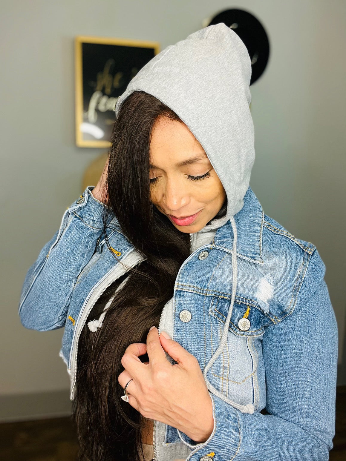 Cropped Layered Denim Jacket