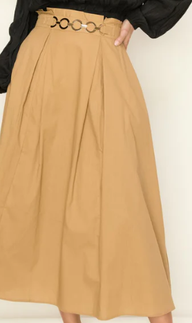 LINE BELTED MIDI SKIRT