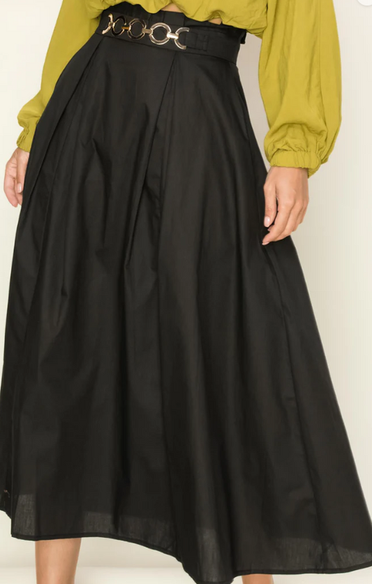 LINE BELTED MIDI SKIRT