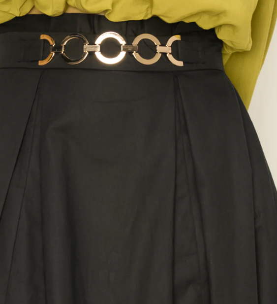 LINE BELTED MIDI SKIRT