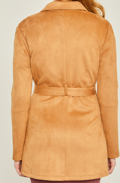 Suede Waist Tie Trench Coat