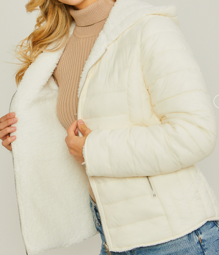 Reversible Puffer Hooded Jacket