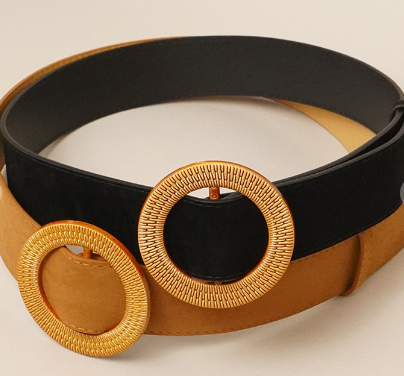 Suede Round Buckle Belt