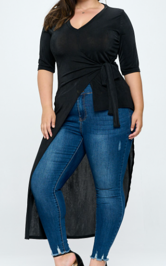 V neck plus size tunic top