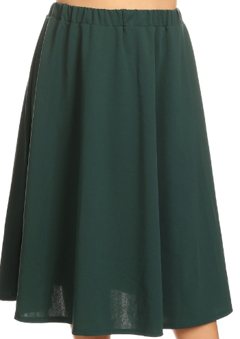 Solid Ruffled Elastic Pleated Plus Size Skirts