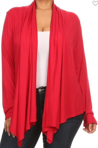 Long sleeve jersey knit cardigan