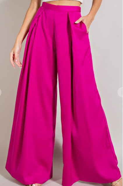 PLEATED WIDE LEG PANTS