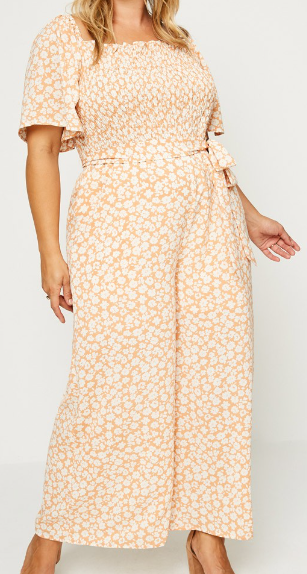 Floral Belted Smock Waist Jumper