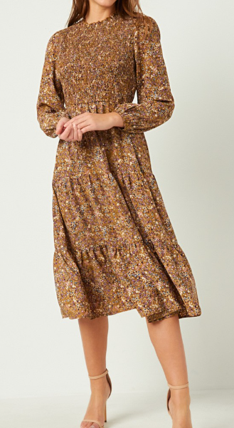 Womens Floral Ruffle Dress