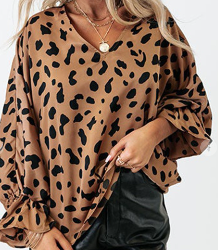 Leopard V-Neck Blouse