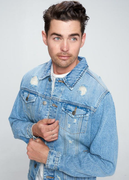 Men's Denim Jacket with Distressed