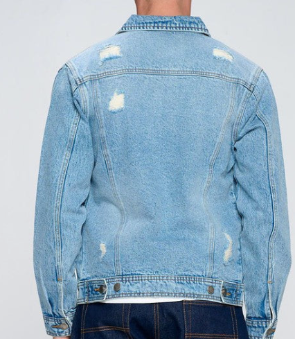 Men's Denim Jacket with Distressed