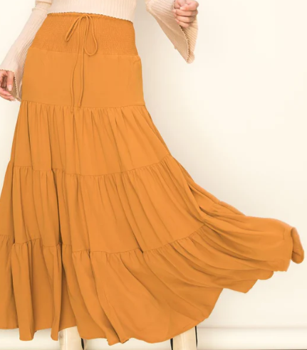MAXI SKIRT/MUSTARD