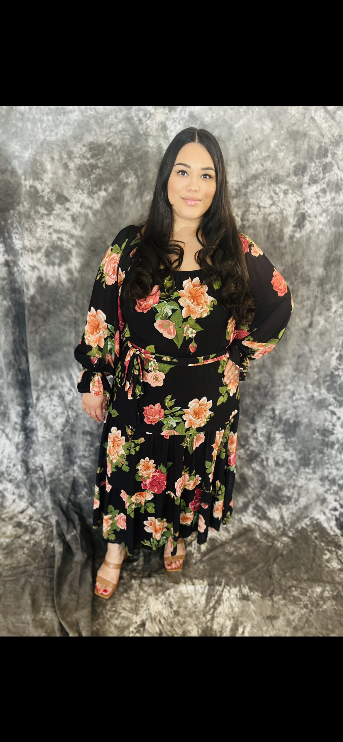 Printed Woven Midi Dress