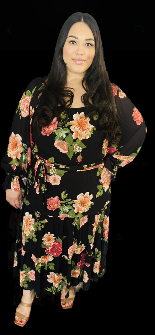 Printed Woven Midi Dress