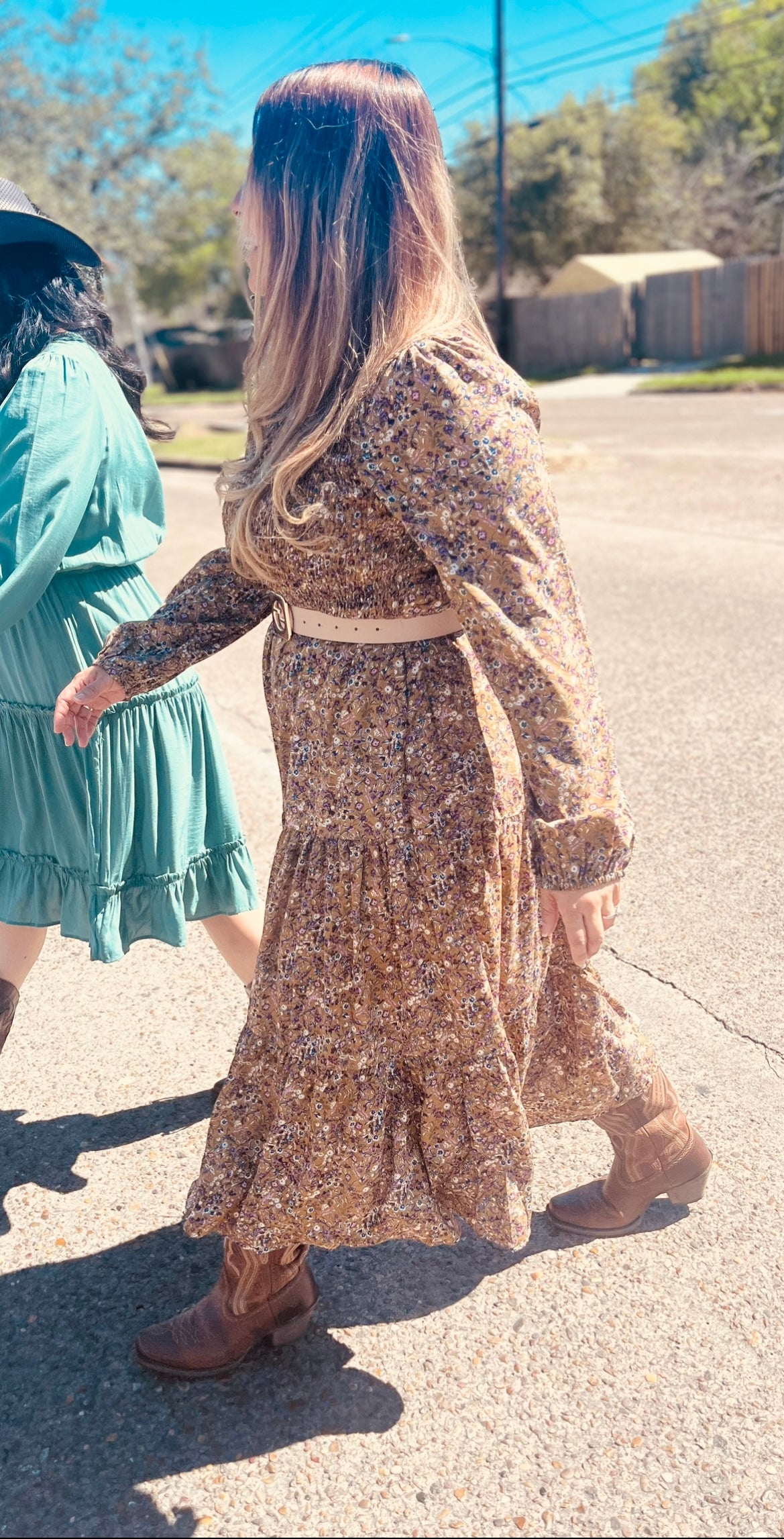 Womens Floral Ruffle Dress